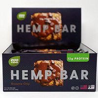Evo Hemp Organic Protein Bar (Double Chocolate Brownie Bar, 12 Pack) Featuring White Plume Native American Hemp - Great Tasting High Fiber, Sustainably Sourced, Paleo and Vegan Friendly Protein Bar