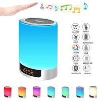 Night Lights Bluetooth Speaker, Alarm Clock with Touch Control LED Lamp Bedside Lamp Color Changing Wireless Speaker USB AUX MP3 Music Player Best Gift for Kids,Party,Outdoor, Bedroom