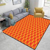 Bigdatastore Burnt Orange Home Bedroom Carpet Floor Mat, Goldfish Scales Forming Scallop Random Pattern Fortune Fun Abstract Art Decor, Easy Maintenance Area Rug Living Room Bedroom Carpet(3'x 5')