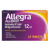 Allegra Adult Non-Drowsy Antihistamine Tablets for 12-Hour Allergy Relief, 60 mg 12-Count