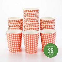 12 oz Picnic Print Paper Coffee Cup - Spiral Wall - 3 1/2" x 3 1/2" x 4 1/4" - 25 count box - Restaurantware
