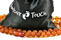 Baltic Amber Necklace for Adult + Amber Earrings - Headache, Migraine, Sinus, Arthritis, Carpal Tunnel, Nursing Pain Relief from 17.7-25.6 inch. (17.7 inches (45 cm), RAW Cognac)