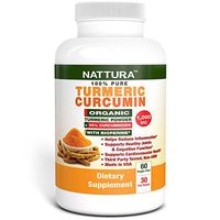 NATTURA Turmeric Curcumin Organic with Bioperine, Non-GMO - 1,000 mg, 60 Capsules