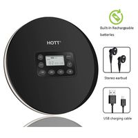 Rechargeable Portable CD Player for Car, Personal Compact CD Player with Stereo Headphones/LCD Display, 10hr Battery Life, Anti-Skip Small CD Player, CD Music Player with Anti-Shock Function, Black