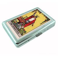 Tarot Card The Magician S2 Silver Cigarette Case Metal Wallet Id Holder 4" X 2.75" RFID Protection