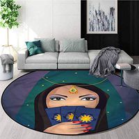 RUGSMAT Gypsy Warm Soft Cotton Luxury Plush Baby Rugs,Fortune Teller Woman Figure Floor Mat Home Decor Round-51