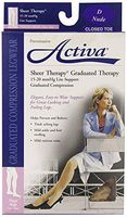 Activa Sheer Therapy 15-20 mmHg Thigh High Closed Toe with Lace Top Stockings, Nude, Size D