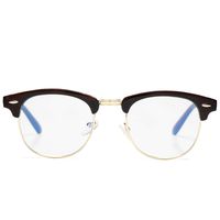 AZORB Retro Blue Light Blocking Computer Glasses Semi-Rimless Eyeglasses Frame Horn Rimmed (Brown)