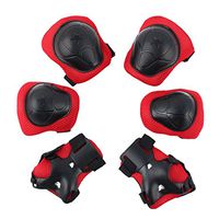 uxcell Cycling Inline Roller Skating Wrist Elbow Knee Support Safety Pad Safeguard Protector 6 in 1 Set Red Black