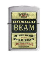 Zippo Jim Beam Bonded Beam Brushed Chrome Pocket Lighter