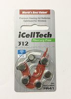 iCellTech Mercury Free Hearing Aid Batteries Size 312 (60 Batteries)