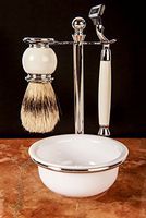 Artemis White MACH 3 Shaving Gift Set - Razor, Bowl & Brush on Stand SHV118
