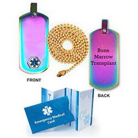Bone Marrow Transplant Medical Alert ID Dog Tag Pendant in Anodized Titanium