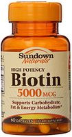 Sundown, Biotin 5000 Mcg Capsules, 60 ct