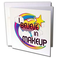 I Believe In Makeup Cute Believer Design - Greeting Cards, 6 x 6 inches, set of 12 (gc_166663_2)