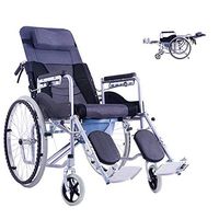 Xue Yang Shop Lightweight Transport Wheelchair, Detachable Full Arms, Backrest 6-Speed Adjustable Widening Seat,Padded Detachable Desk Length Arms - 300 Pound Weight Capacity