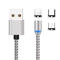 3 in 1 Magnetic USB Cable 2pk (Silver)
