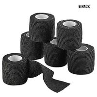 Self-Adherent Cohesive Bandage - Black Medical Wrap - 6 Rolls 2" Wide x 5 Yards Sports Tape for Medical Use, Sports, First Aid and Helps Protect Skin