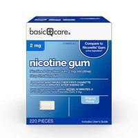 Basic Care Nicotine Polacrilex Gum, 2 mg (nicotine), Original Flavor, Stop Smoking Aid, 220 Count