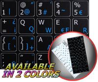 SPANISH - ENGLISH NON-TRANSPARENT KEYBOARD DECALS BLACK OR WHITE BACKGROUND (15x15) FOR DESKTOP, LAPTOP AND NOTEBOOK (Black Background)