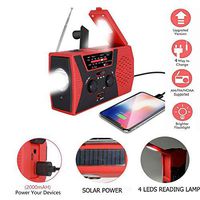 Baiwka Emergency Solar Hand Crank Radio, Portable AM/FM/NOAA Weather Radio, Multifunctional Weather Alert Radio with 2000mAh Power Bank/2 LED Flashlight/4 LED Reading Lamp/SOS Alarm, for Home Outdoor