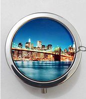 BlackKey Brooklyn Bridge Night Scenery 3-Compartment Decorative Pocket Gift Box Case Organizer for Pill, Color 1 -214