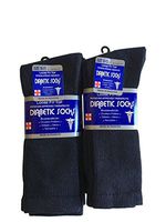J&J 3, 6, or 12 Pairs Diabetic CREW circulatory Socks Health Men’s Cotton ALL SIZE (Black 6Pack, 9-11)