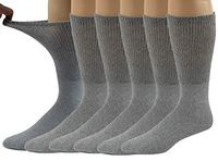 Differenttouch 6 Pairs Men's Loose Fit Top Diabetic Diabetes Crew Socks (9-11, Grey)