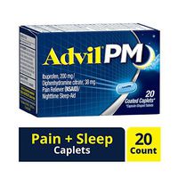 Advil PM (20 Count, Pack of 3) Pain Reliever / Nighttime Sleep Aid Caplet, 200mg Ibuprofen, 38mg Diphenhydramine