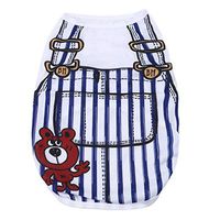 Meolin Cute Puppy Outfits Cotton Soft Dog Vest False Straps Pet Dog Clothes ,Dark blue,S