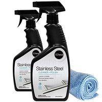 Nuvera Stainless Steel Cleaner and Polish w/Microfiber Cloth - 24 ounce (2 Pack) Easy Cleaning Method For Appliances - Removes Tough Soil and Fingerprints on Refrigerator, Grills, Sink, etc.