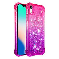 for iPhone XR Case, [Gradient Quicksand Series] Glitter Bling Flowing Liquid Floating Soft TPU Bumper Cushion Reinforced Corners Protective Women Girls Shockproof Cover for iPhone XR Pink Purple