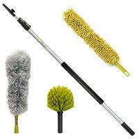 DocaPole 20 Foot High Reach Dusting Kit with 5-12 Foot Extension Pole // Cleaning Kit Includes 3 Dusting Attachments // Cobweb Duster // Microfiber Duster // Ceiling Fan Duster