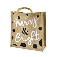 Homeford Merry & Bright Jute Square Burlap Christmas Tote, 10-Inch
