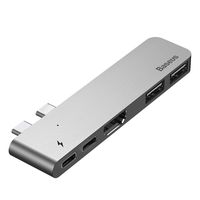 USB C Hub Adapter Dongle for MacBook Pro 2018/2017/2016, MacBook Air 2018, Baseus Portable Type C Adapter with 40 Gbps Thunderbolt 3 5K@60Hz, 4K USB C to HDMI, USB-C 5Gbps Data Sync, 2 USB 3.0 Ports