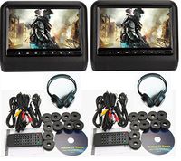 2 pcs 9" Black Digital TFT LED screen Easy to install and High Resolution Color Display Adjustable Automobile Car Vehicle Headrest DVD Player