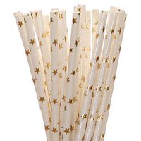 Gold Foil Star Paper Straws (75)
