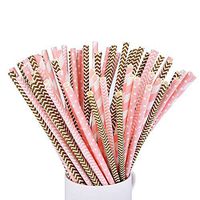 Frjjthchy 100 Pieces Paper Straws Party Decoration Striped Drinking Straws