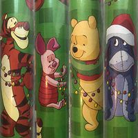 2 Rolls Winnie The Pooh Christmas Gift Wrapping Paper 40 sq ft Total