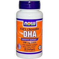 Now Foods, Kid's Chewable DHA, Fruit Flavor, 100 mg, 60 Softgels