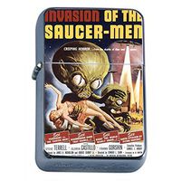 Vintage Alien Abduction S4 Flip Top Oil Lighter Smoking Cigarette Smoker Includes Free Silver Case