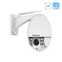 Outdoor Security Camera VStarcam C34S IP66 Waterproof 1080P 2MP Outdoor Camera 4X Zoom PTZ Onvif Surveillance Camera with 98ft Night Vision, Motion Detection, Wired or WiFi Camera (White)