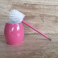 Floor Round Toilet Brush Set Stainless Steel [Color] Bathroom Toilet Brush Holder-Pink