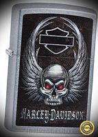 Lighter Harley Davidson Skull 00575 - Premium Windproof Lighter Fluid (Comes Unfilled) - Made in USA!
