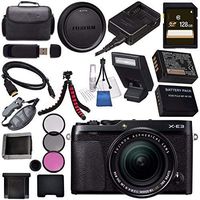 Fujifilm X-E3 XE3 Mirrorless Digital Camera with 18-55mm Lens (Black) 16558798 + NP-W126 Lithium Ion Battery + 58mm 3 Piece Filter Kit + 128GB SDXC Card + Carrying Case + Micro HDMI Cable Bundle