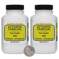 Activated Charcoal [C] 100% ACS Grade Fine Powder 8 Oz in Two Space-Saver Bottles USA