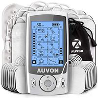 AUVON Dual Channel TENS Unit Muscle Stimulator (Family Pack), 20 Modes Rechargeable TENS Machine with Huge Pack of 24 Pcs Reusable TENS Unit Electrode Pads (2"x2" 16pcs, 2"x4" 8pcs)