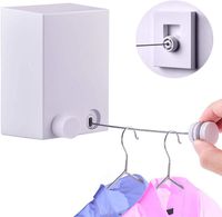 Retractable Clothesline, Adjustable Clothing Rope Indoor Outdoor with ABS Case+ Aluminum, Heavy Duty Stainless Steel Line Wall Mounted Laundry Drying String, Hotel Style 13.8 Feet - White
