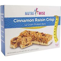 NutriWise - Cinnamon & Raisins Diet Bar | Low Sugar, Low Cal, Low Fat, High Protein, Gluten Free (7/Box)