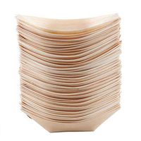 Vaorwne 50x finger food - bowls,"boat" biodegradable wood 11 cm x 6.5 cm